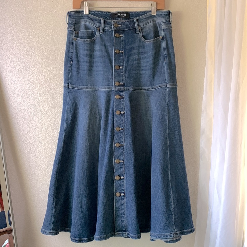 Liverpool Los Angeles High Rise A-Line Skirt Size 8/29 - Picture 5 of 10